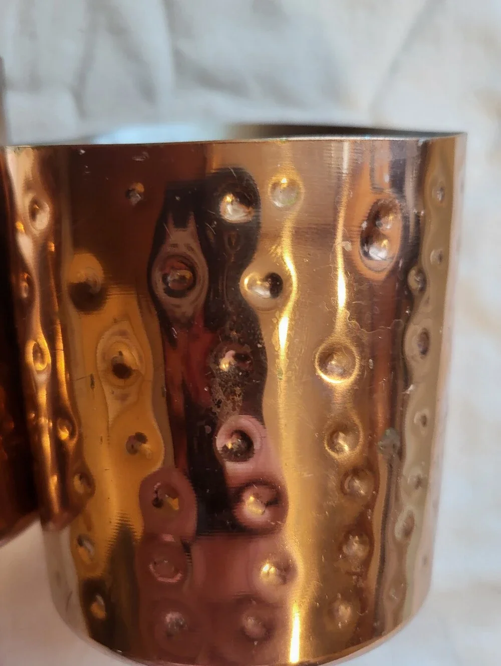 Acopa Set Of Two  12 Oz Hammered Copper Accent Holder - Rose Copper Finish